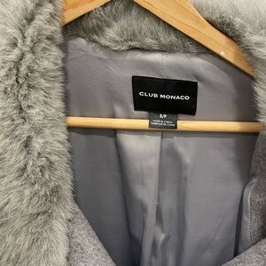 Club Monaco Gray Fur-Trimmed Coat